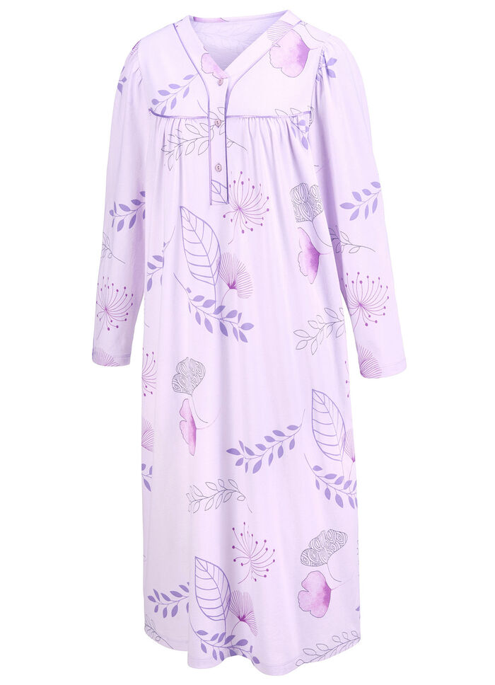 Twee-pack nachtjaponnen, 3/4-mouwen met knoopsluiting LILA