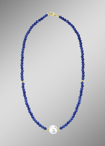 Ketting met parelglans en edelsteenglans 