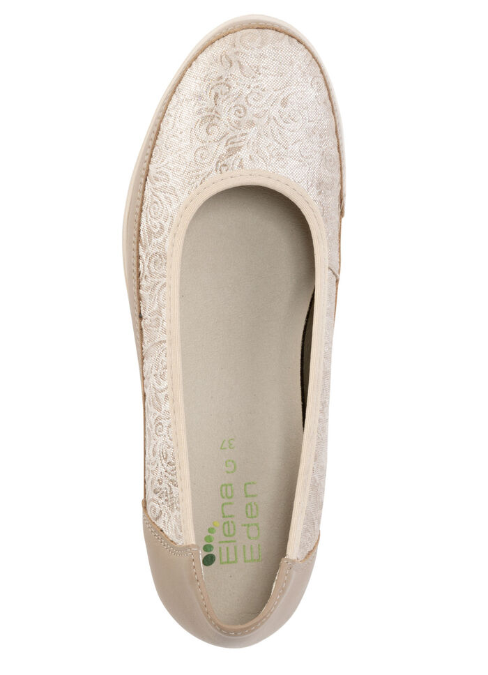 ELENA EDEN, comfortabele damesballerina&#39;s, breedte G, met uitneembaar voetbed TAUPE