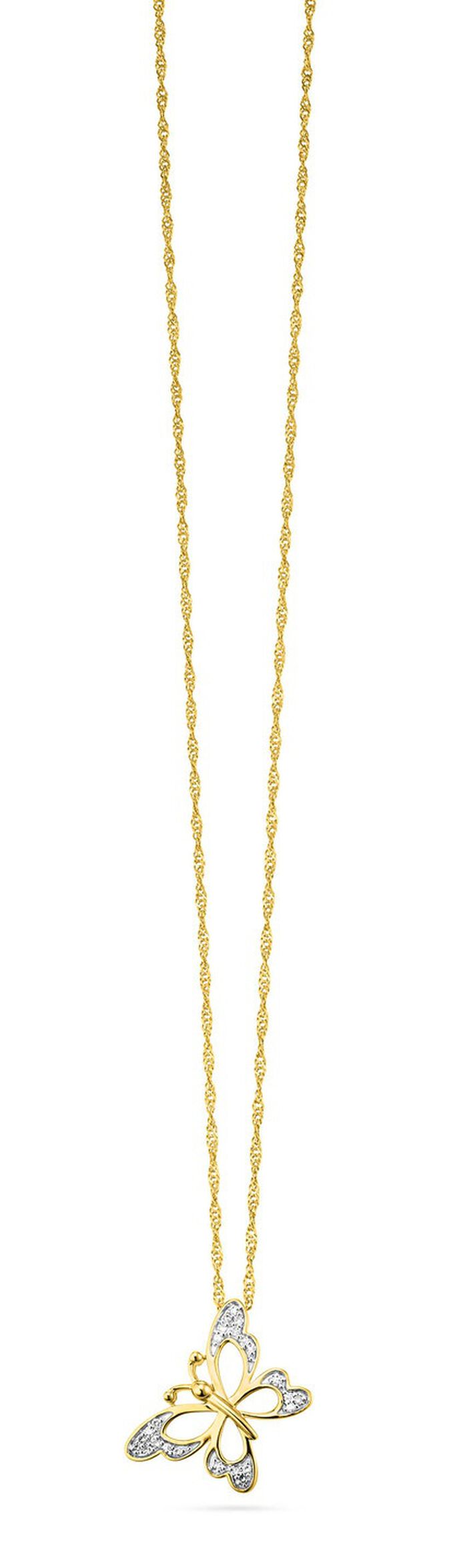 Vlinderhanger met 24 diamanten 