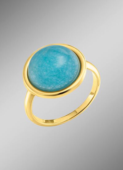 Elegante damesring met echte blauwe chalcedoon 