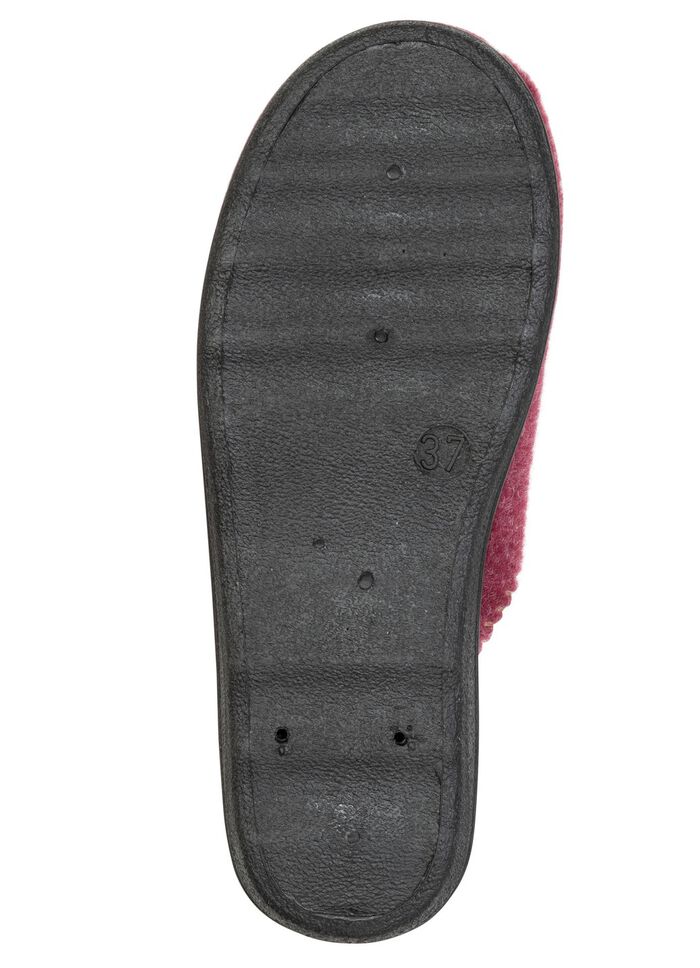 Gevoerde damespantoffels, met nieuwe wol BORDEAUX