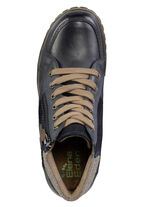 ELENA EDEN veterbootie gemaakt van een mix van leer en materialen DONKERBLAUWBRUIN