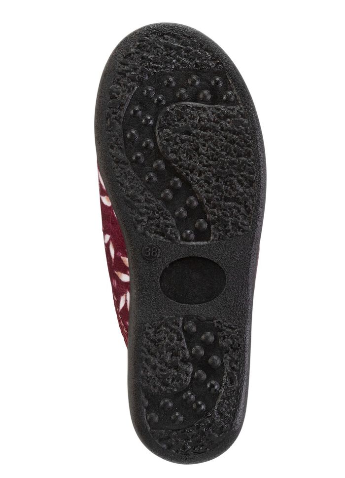 Set van 2 pantoffels van fluweelzacht, bedrukt textielmateriaal 1X BLAUW, 1X BORDEAUXROOD