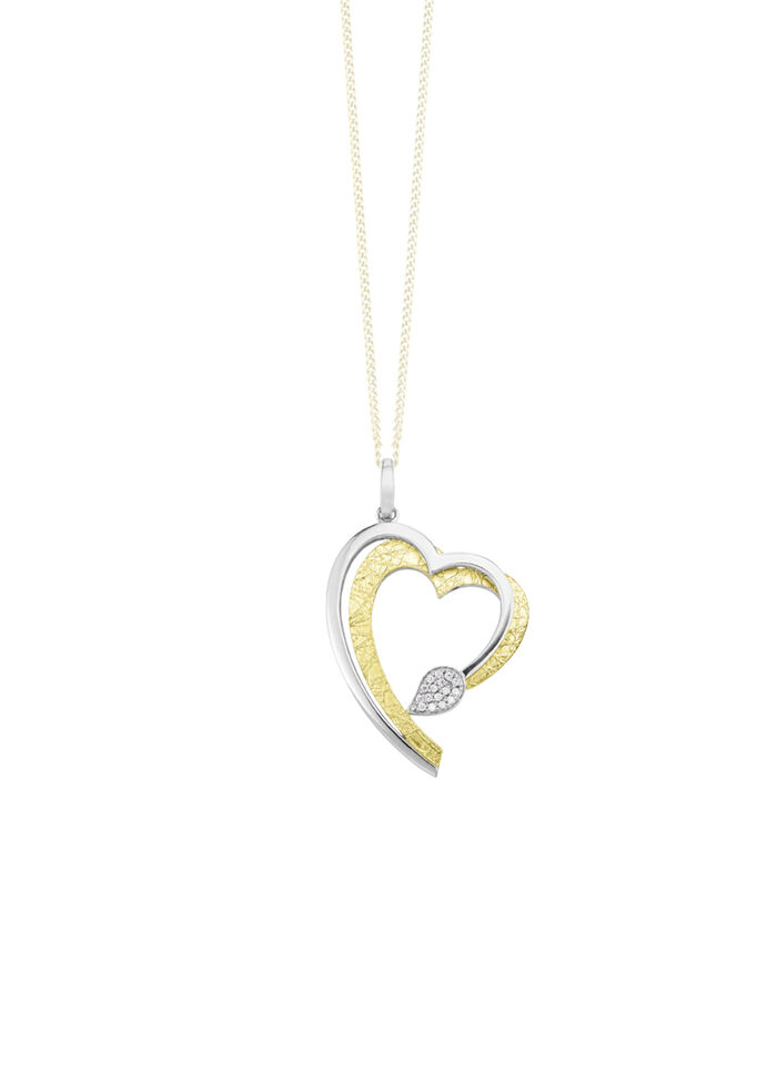 Hartvormige hanger in bicolor met synthetische zirkonia