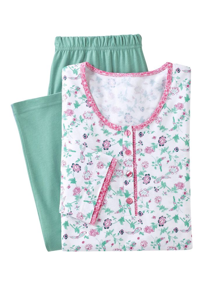 Pyjama met all-over dessin en knoopsluiting 