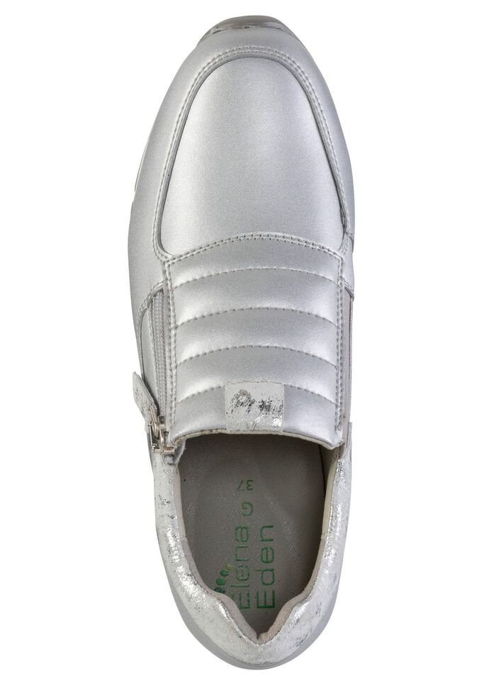 ELENA EDEN sneakers gemaakt van nappaleer en zilvergrijs su&egrave;de met reli&euml;f 