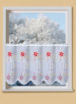 Kort gordijn met echt Plauen-borduurwerk en gemetalliseerd garen 