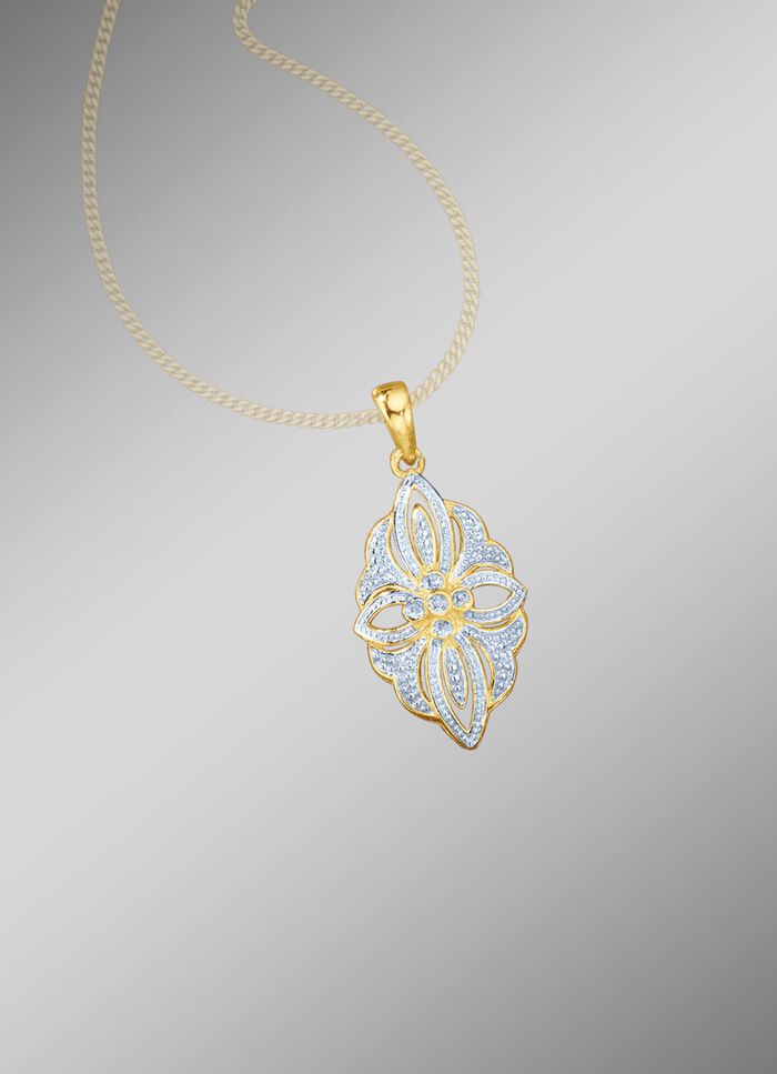 Hanger met diamanten in een bloemmotief 