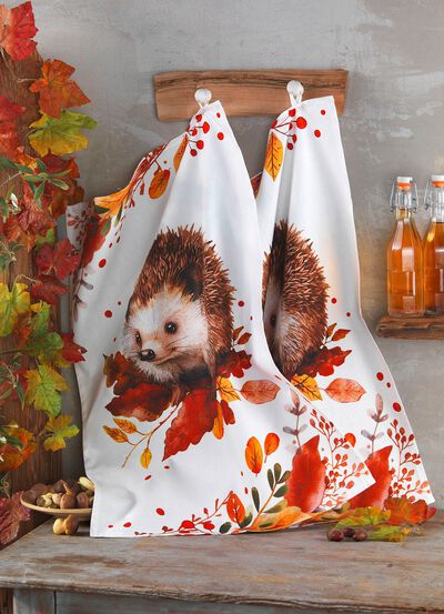 Herfstachtige katoenen theedoeken, set van 2 