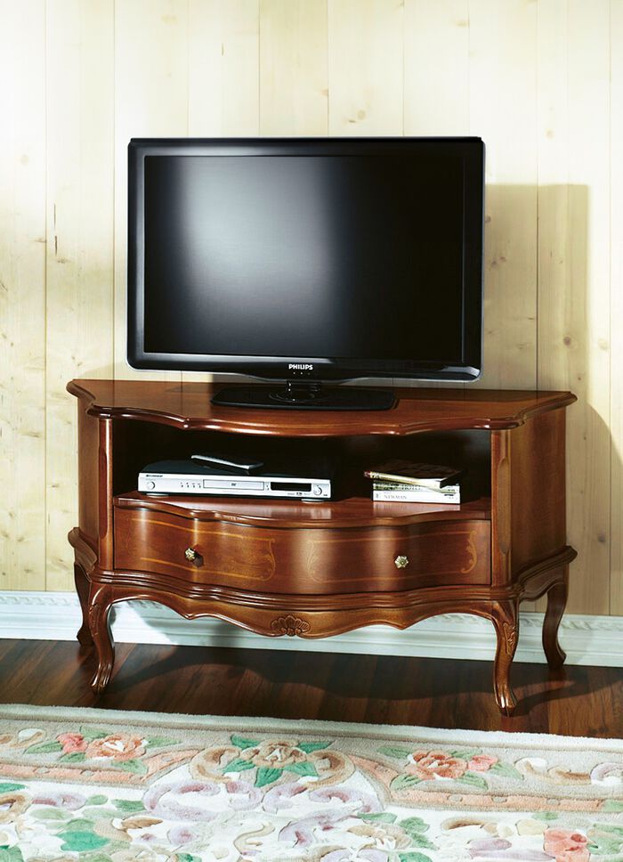 TV-longboard met snijwerkversieringen en inlegwerk 