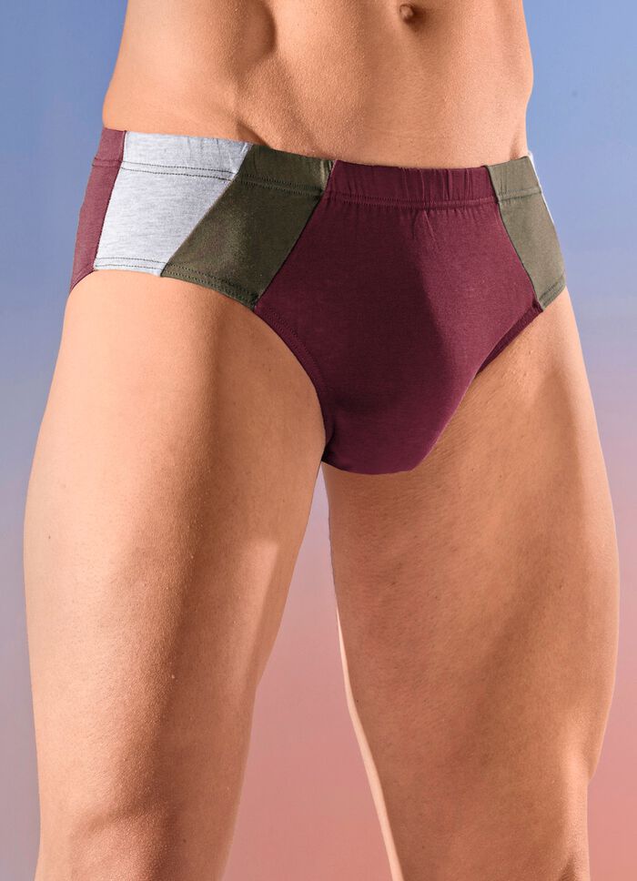 Set van vier slips met gekleurde inzetstukken 