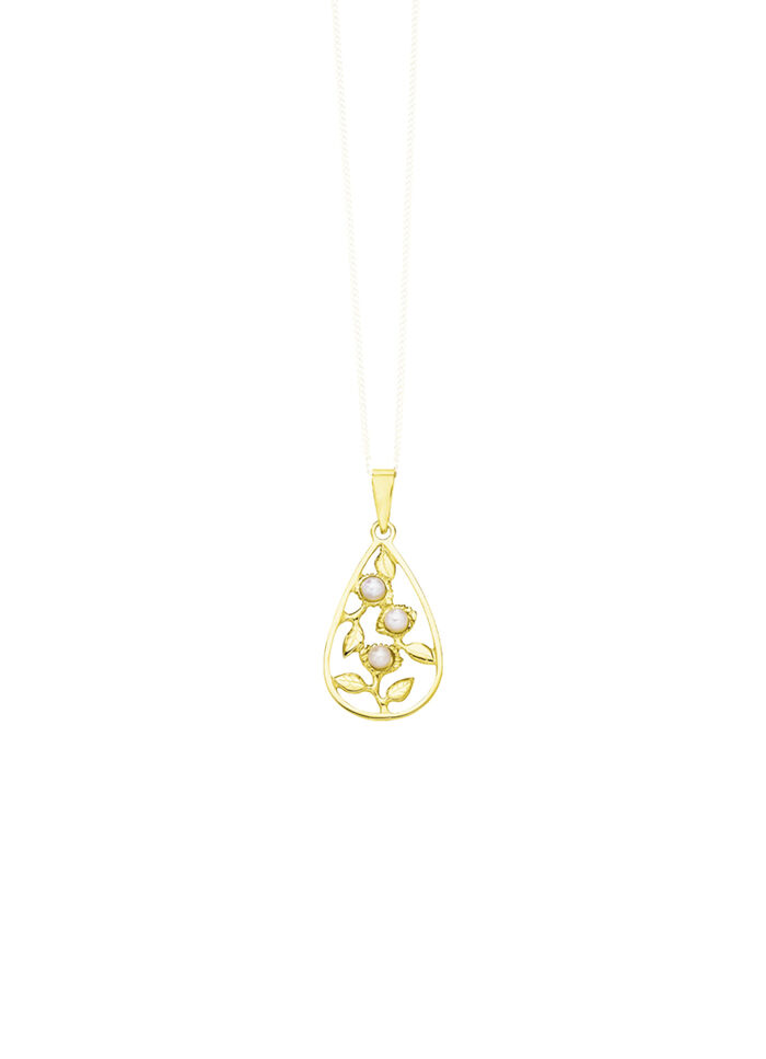 Elegante hanger in bloemmotief met zoetwaterparels 