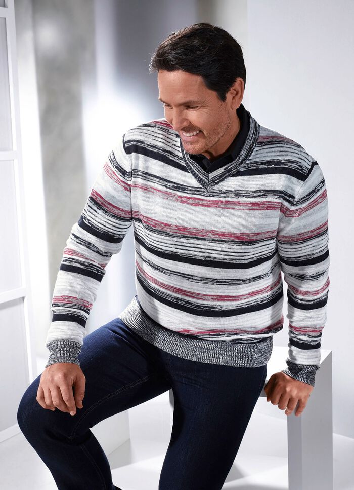 Trui met V-hals en uitgebreide afwerking 