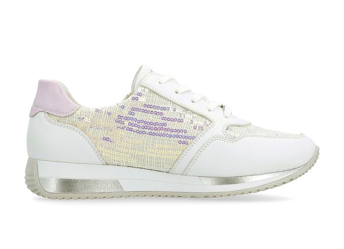 Sneakers van een interessante materiaalmix WIT-LICHT LILAC