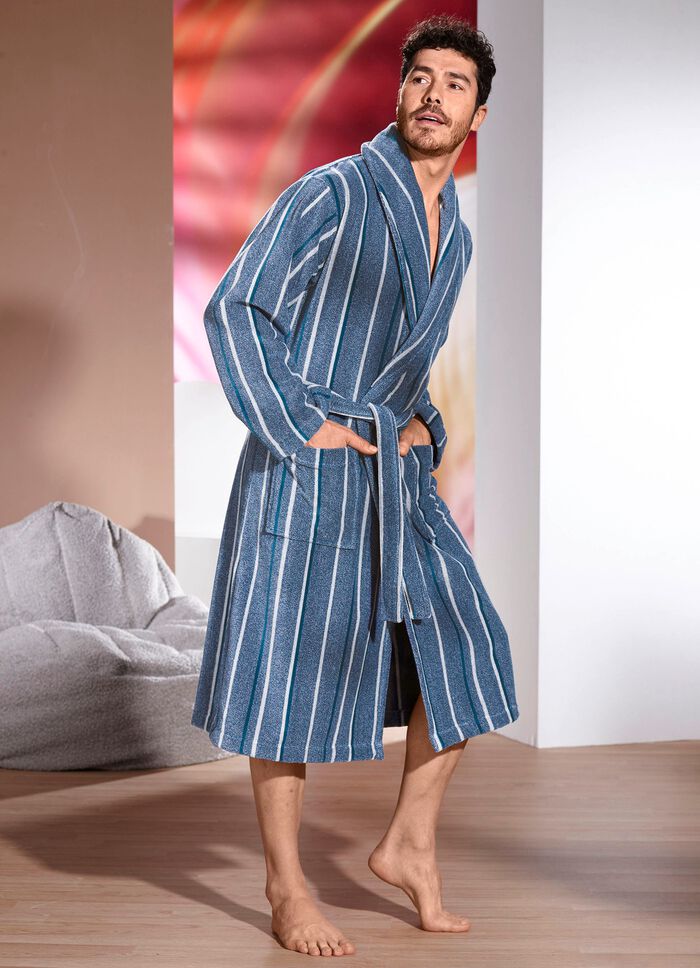 Badjas met strepenmotief 
