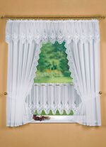 Raamdecoratie met uitgebreid Plauen-borduurwerk WIT