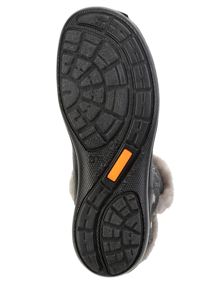 Gevoerde dames enkellaarsjes, winterschoenen, met lamsvacht ZWART