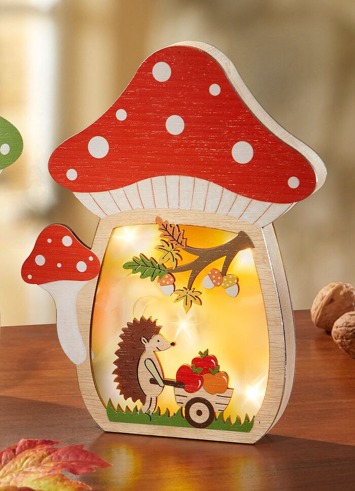 Verlicht paddestoelhuis, werkt op batterijen 