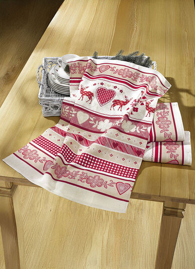 Theedoeken, set van 3, met wintermotieven 