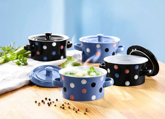 Gourmetpotten, 4 stuks, gemaakt van vuurvast keramiek 