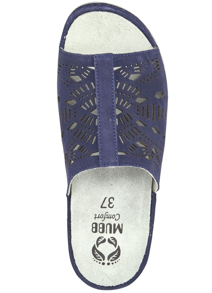 Mubb muiltjes met antieke perforaties BLAUW