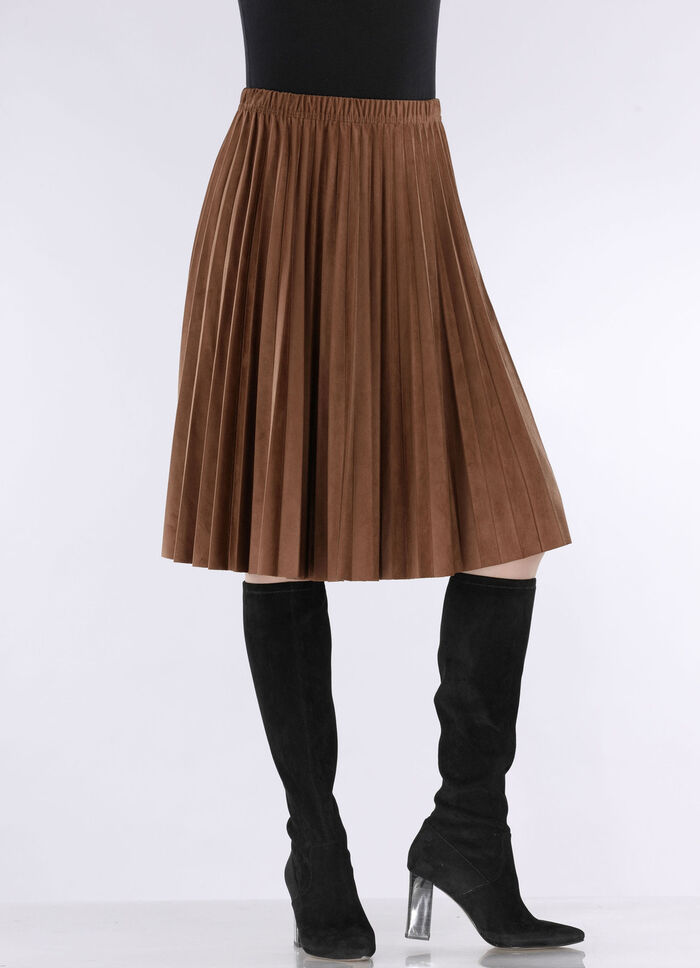 Plooirok in een moderne suède-look COGNAC