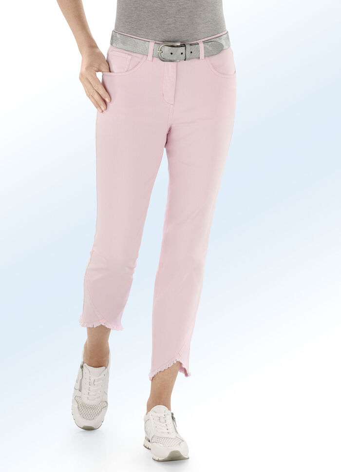 7/8-broek met interessante franjes aan de randen ROSÉ
