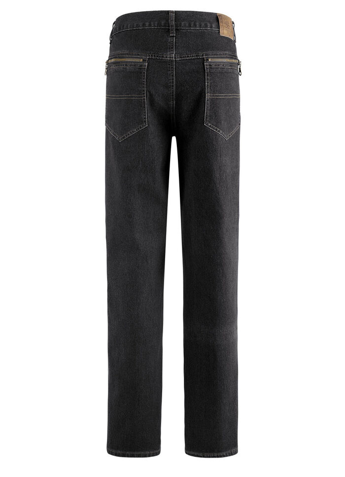 Jeans met elastische taillebandinzetstukken in 3 kleuren ZWART