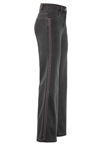 Jeans met decoratieve stiksels in etnische stijl 