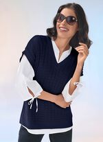 Sweatervest met ajour en structuurpatroon MARINE