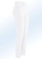 Magic jeans met trendy franjes aan de zoom WIT