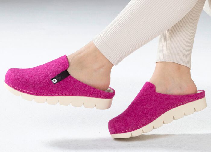 Laurina, trendy damespantoffels, breedte G, met anatomisch gevormd voetbed ROZE