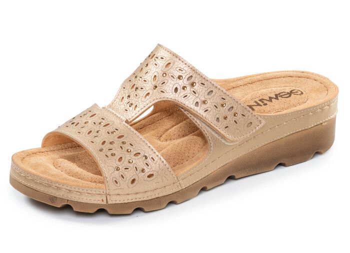 Gemini, comfortabele damesmuiltjes, breedte G, met klittenbandsluiting 