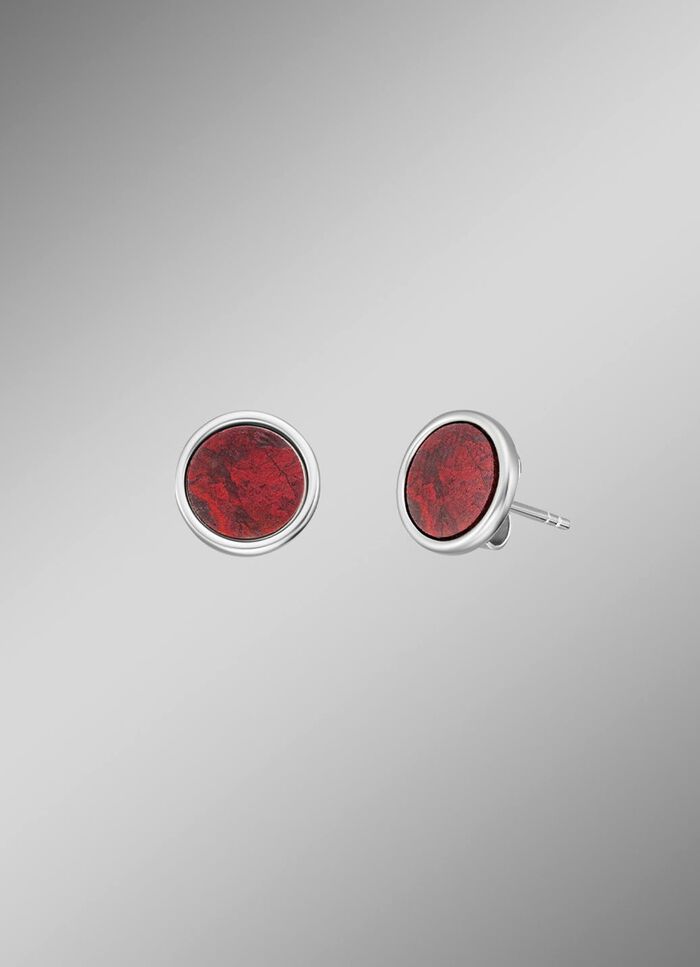 Krachtige stenen oorknopjes met rode jaspis 