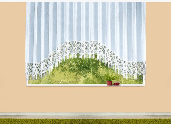 C-boog gordijn met Plauener kant 