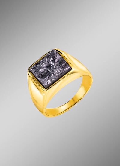 Vergulde herenring met silicium 