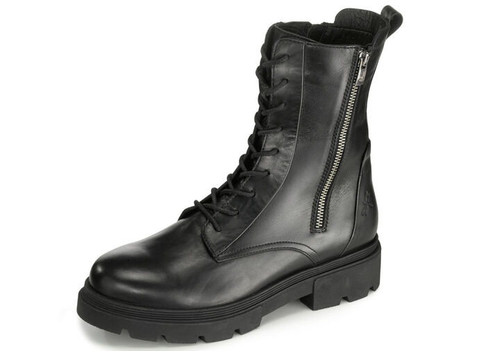 Enkellaarsjes met vetersluiting van Dragonfly ZWART