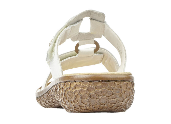 Rieker, modieuze damesmuiltjes, breedte H, met klittenbandsluiting WIT