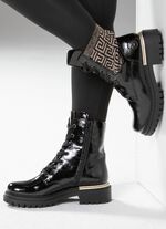 Rieker, stijlvolle dames enkellaarsjes, winterschoenen, met rits ZWART-GOUD