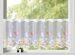 Kort glasgordijn met handgekleurd jacquard 