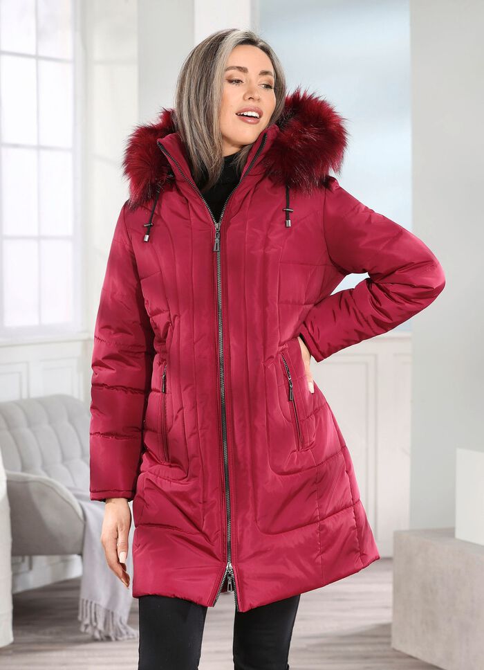 Korte jas met 2-weg ritssluiting KARMIJNROOD