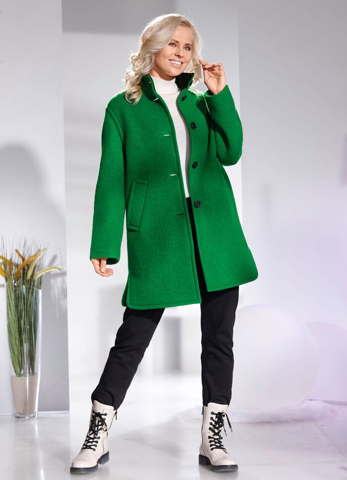 Korte jas met scheerwol GROEN