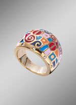 Damesring met moza&iuml;ekpatroon en kristallen 