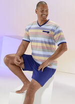 Shorty met V-hals en gestreept design 