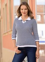 Trui met opengewerkte effecten in een strepenpatroon 