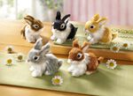 Pluche konijntjes in natuurgetrouwe kleuren, set van 5 