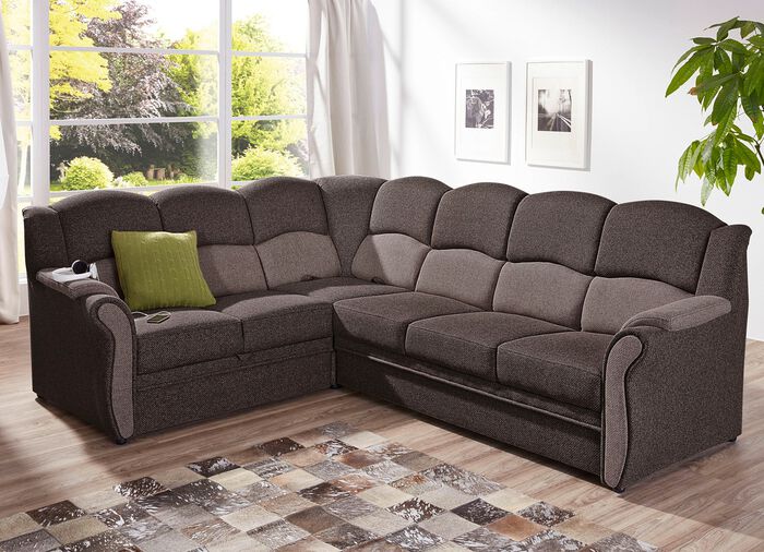 Deels massief gestoffeerd meubel BRUIN-CAMEL