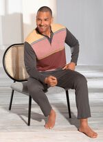 Hajo Klima lichte pyjama met knoopsluiting en garengeverfd gestreept dessin 