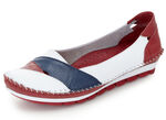Gemini, klassieke damespantoffels, breedte G, met uitneembaar voetbed WIT-ROOD-MARINEBLAUW